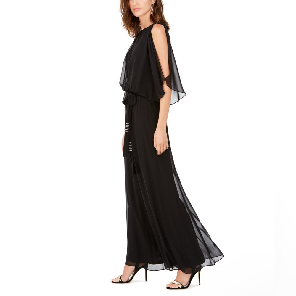 MSK Black Chiffon Overlay Jumpsuit Large NEW - Picture 3 of 16